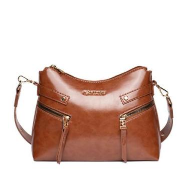 Imagem de Bolsa Feminina Rafitthy Baguete Média Verniz Caramelo, Caramelo, Único