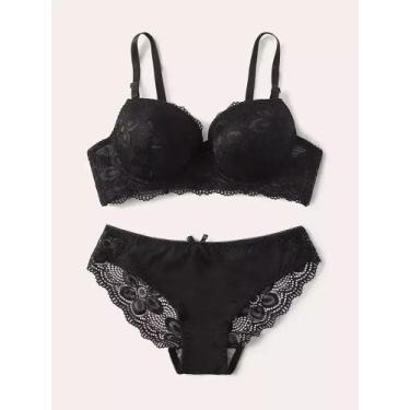 Imagem de Conjunto de Lingerie Transparente Floral com Aro, 2 Peças - ElaShopp, 