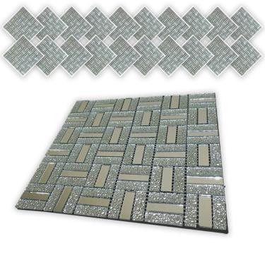 Imagem de Pastilha De Vidro Adesiva Kit 20 Uni Parede Banheiro Box Sala Decorativa Moderna Reforma Requintado Facil Aplicacao