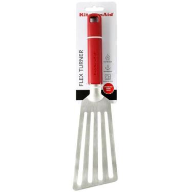 Imagem de Espátula Perfurada Flexível 32cm de Aço Inox Vermelho KitchenAid Inoxi