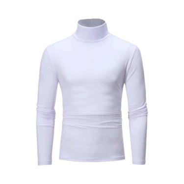Imagem de Camiseta Masculina Slim Fit Básica De Gola Alta Casual Pullover Moda P