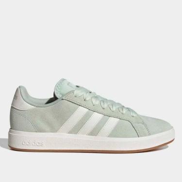 Imagem de Tênis Adidas Grand Court Base Suede Feminino, Verde claro, 37