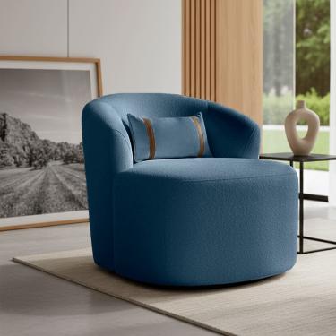 Imagem de Puff Poltrona Decorativa Orgânica Roma Sala Bouclé Com Almofada