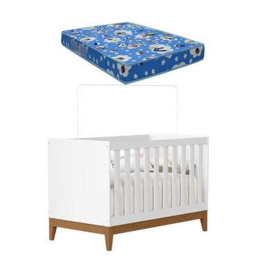 Imagem de Berço Americano Flip Branco Acetinado com Colchão Ortobom- Reller