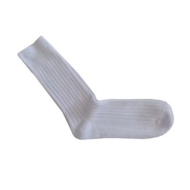 Imagem de Meia Cano Longo Canelada Branca Basic+ Algodão Confortável