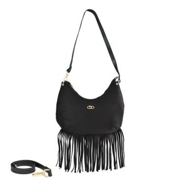 Imagem de Bolsa Beira Rio Preta Franjas Feminina Design Sofisticado -, Preto, UN