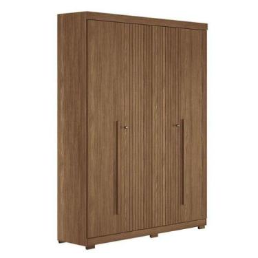 Imagem de Guarda Roupa Casal Ripado 4 Portas Buriti Jatobá Acetinado Com Pés - S