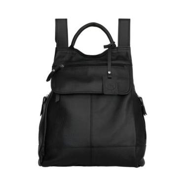 Imagem de Mochila Feminina Malu em Couro Legítimo Cor Preta 5Lt - Andória