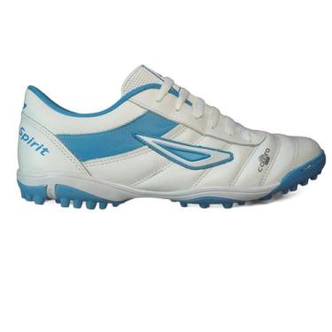 Imagem de Chuteira Diavolo Spirit Society Masculina Couro Legítimo, Branco, Azul