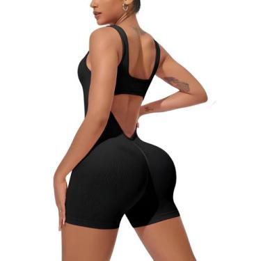 Imagem de Macaquinho Fitness Canelado Treino Academia Yoga Corrida Cores M361 - 