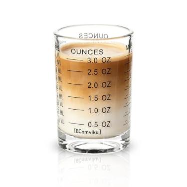 Imagem de Copo medidor de vidro de shot, 90 ml, copo de vidro expresso líquido pesado, linha preta