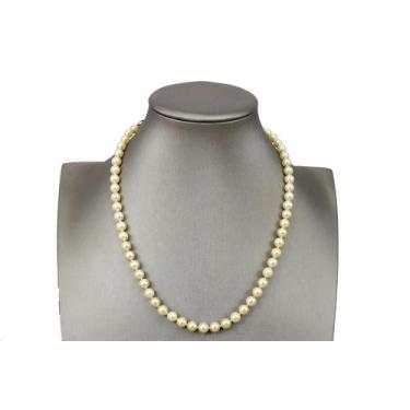 Imagem de Colar Perola 6,8mm Agua Salgada Fecho Ouro 18k Laço Diamante - MV Joia