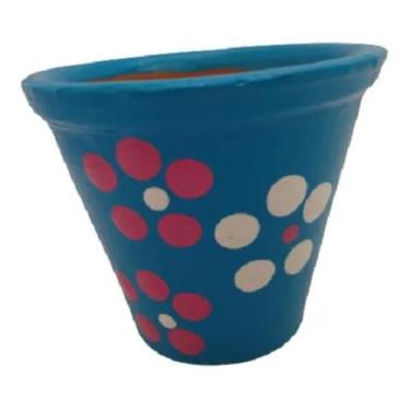Imagem de Mini Vaso Barro Cerâmica Azul - Stop Flores