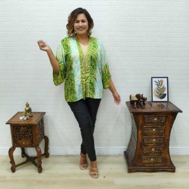 Imagem de Kimono Indiano em Toque de Seda Estampado Manga Longa - - Sarat Moda I