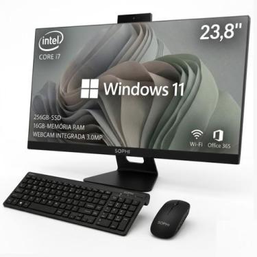 Imagem de All In One Computador Intel I7 16gb Ssd256gb Tela 23,8 Full HD PC Comp