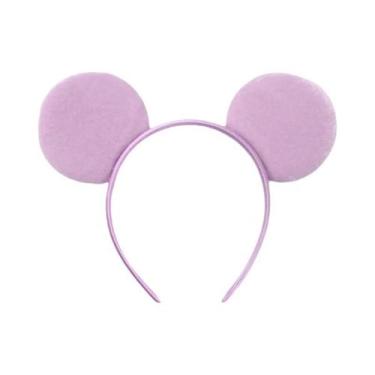 Imagem de Tiara De Veludo Com Orelhas De Rato Para Meninas, Faixa De Cabelo Maci