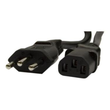 Imagem de Cabo de Força 5 Metros - Tripolar - Novo Padrão Brasileiro - 0,75Mm / 10A - Para Fonte Até 1200W