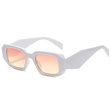Imagem de Óculos de sol femininos de designer vintage femininos quadrados irregulares óculos de sol masculinos femininos proteção uv sombras ao ar livre óculos, rosa branco, como mostrado