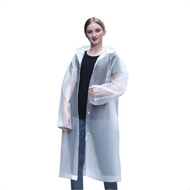 Imagem de Capa de Chuva em EVA Unissex Com Capuz Ajustável Cobre Toda a Cabeça Tamanho Longo Adulto Feminino e Masculino