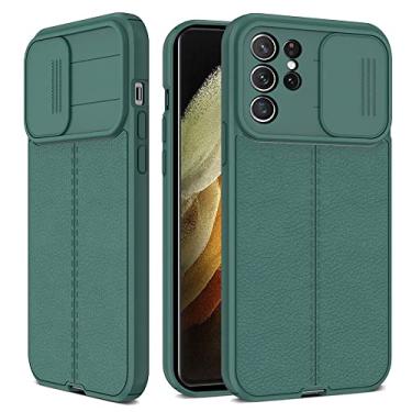 Imagem de Capa de proteção de lente de câmera deslizante para samsung galaxy s22 s21 plus ultra s20fe a52 a72 a32 a22 a12 a50 a03s capa de silicone de couro, verde escuro, para m31 ou f41