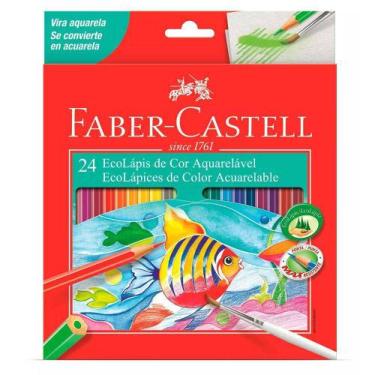 Imagem de Ecolapis De Cor Aquarelavel Faber-Castell 24 Cores + Pincel - Faber Ca