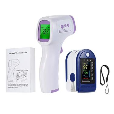 Imagem de Termômetro digital de testa Staright termômetro infravermelho sem contato e oxímetro digital de pulso com sensor de saturação de oxigênio no sangue SpO2 monitor de taxa de pulso PR