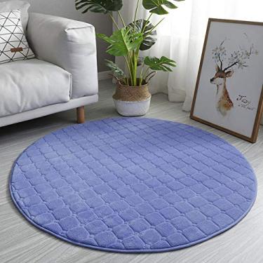 Imagem de Tapetes redondos macios de pelo curto coral veludo tapete xadrez antiderrapante e lavável para sala de estar sala de estudo jogo infantil sofá de cabeceira, azul safira, 160 cm