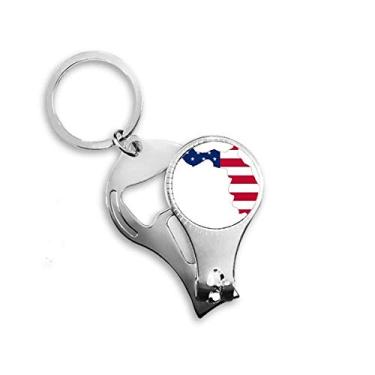 Imagem de Florida USA Mapa Estrelas Listras Bandeira Forma Alicate de Unha Chaveiro Abridor de Garrafas Cortador