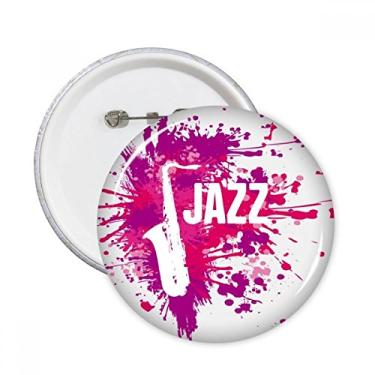 Imagem de Sax Jazz Music Culture Pattern Round Pins Badge Button Emblema Decoração Acessório 5 peças