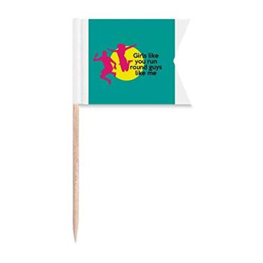 Imagem de Letras emocionais clássicas inglesas bandeiras de palito de dente para meninas, marcação de rotulagem para bolo de festa, comida e queijos