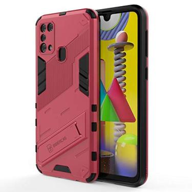 Imagem de WANRI Capa de telefone compatível com capa Samsung Galaxy M31, capa protetora de telefone à prova de choque com suporte, capa protetora de capa de celular PC e TPU (cor: rosa)
