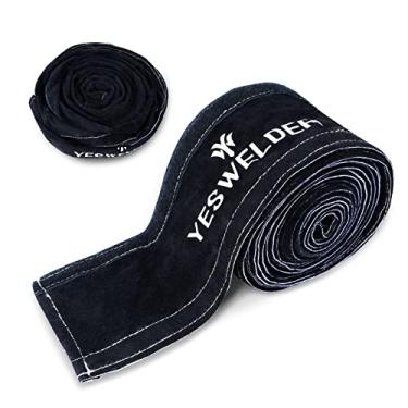 Imagem de YESWELDER TIG Capa de cabo de tocha de soldagem de couro preto 7,6 metros e 7,6 metros de comprimento