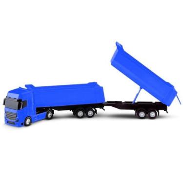 Caminhão Bitrem Azul 20 Peças Brinquedo Poliplac Infantil