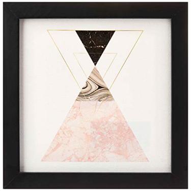 Imagem de Arte Maníacos Quadro Decorativo Tela Canvas Geométrico Triângulos Pirâmide - 46x32,5cm (Moldura caixa laca preta)