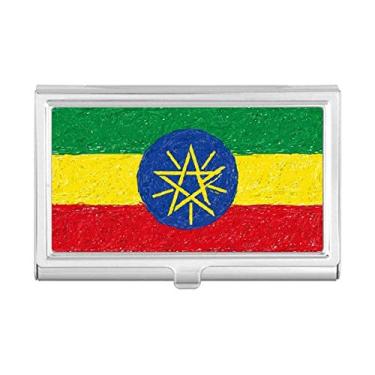 Imagem de Listras com bandeira da Etiópia e giz de cera, porta-cartões de visita, caixa de bolso