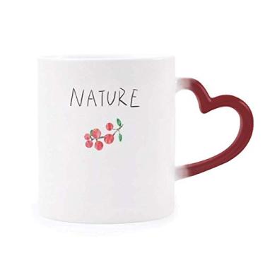 Imagem de Caneca vermelha de frutas vermelhas com pintura de ilha sensível ao calor Caneca de grés que muda de cor vermelha