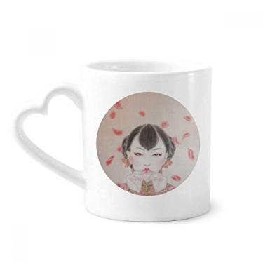 Imagem de Caneca vermelha chinesa tradicional com pintura de beleza café cerâmica copo de coração de vidro