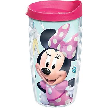 Imagem de Tervis Disney – Minnie Mouse Smart & Positively Me Tumbler com envelope e tampa fúcsia 283 g ondulado, transparente