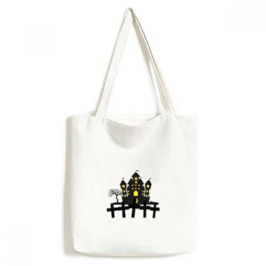 Imagem de Bolsa de lona para Halloween Brightly Lit Castle bolsa de compras casual
