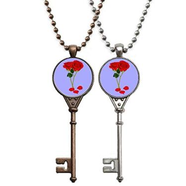 Imagem de OFFbb-USA Colar com pingente de chave de dia dos namorados rosa amarela de maio para decoração de casal