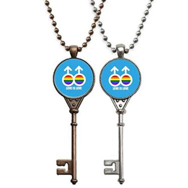 Imagem de OFFbb-USA Love is Love Art Deco Presente Fashion Chaveiro Pingente Joias Decoração de Casal