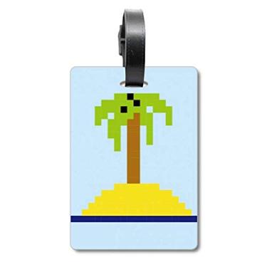 Imagem de Summer Sail Coconut Tree Pixel Mala de Bagagem Etiqueta Etiqueta de Bagagem Etiqueta Scutcheon Etiqueta