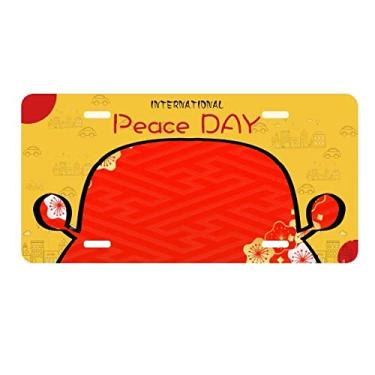 Imagem de DIYthinker Placa de carro com padrão Sakura vermelho dourado Japão Decoração de carro Dia da Paz