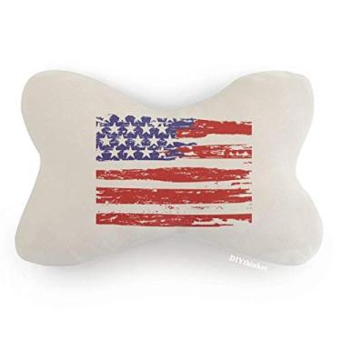 Imagem de DIYthinker Almofada para apoio de cabeça com estampa de estrelas e listras Air Brushing Bandeira dos EUA Acabamento de carro Almofada para decoração de pescoço