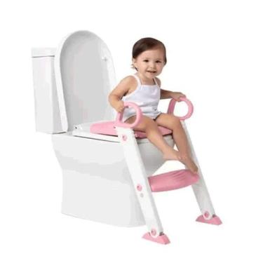 Imagem de Assento Redutor Com Escada Rosa Trono Infantil Buba Baby