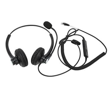 Imagem de Binaural Business Fone de ouvido com fio fone de ouvido para telefone com som nítido ajustável, redução de ruído, almofadas de ouvido macias com microfone de 330 graus para (conector de cristal)