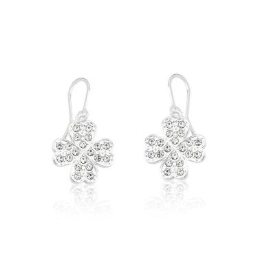 Imagem de Brinco Clover Crystals Revestido Em Prata