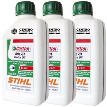 Imagem de KIT Com 3 Unidades de Óleo 2 Tempos Castrol Stihl 500ml Lubrificante Para Roçadeiras 2 Tempos Stihl, Vulcan, Kawashima, Nakashi, Toyama entre outros