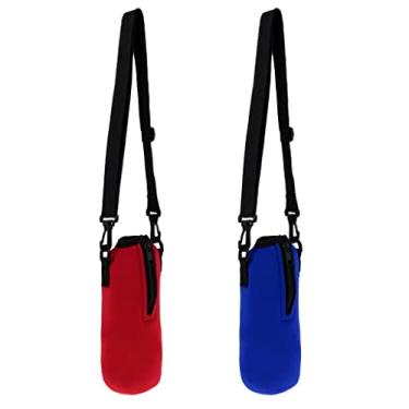 Imagem de menolana Bolsa Térmica Isolada Para Garrafa De Água Térmica Com Alça De Ombro Ajustável Garrafa Esportiva Grande 750 Ml Vermelha + Azul Vermelho + Azul