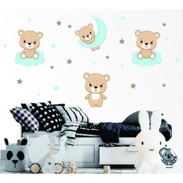 Imagem de Adesivo De Parede Infantil Ursinhos Lua Nuvem Estrelas